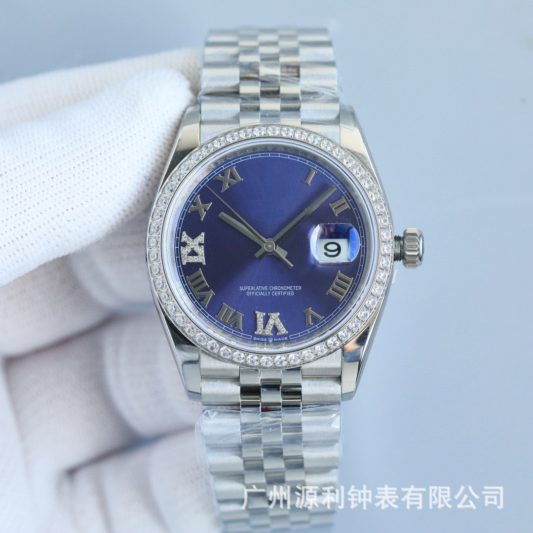 Aliexpress Laojia Oyster Perpetual Datejust Women's Watch 36mm Dial Diamond Dog Tooth Ring Fully Automatic Mechanical Watch Batch