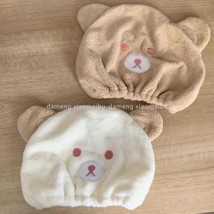 Super Absorbent Quick-Dry Hair Drying Cap For Women, Bear And Rabbit Thickened Shower Cap, Children's Cute Head Wrap,_voghion.com