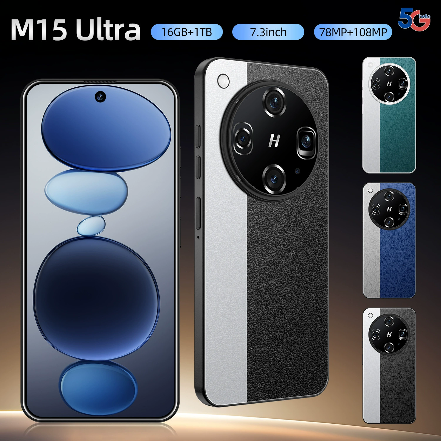 Смартфон M15 Ultra высокого класса 16+1T, Android, заводская поставка из Шэньчжэня
