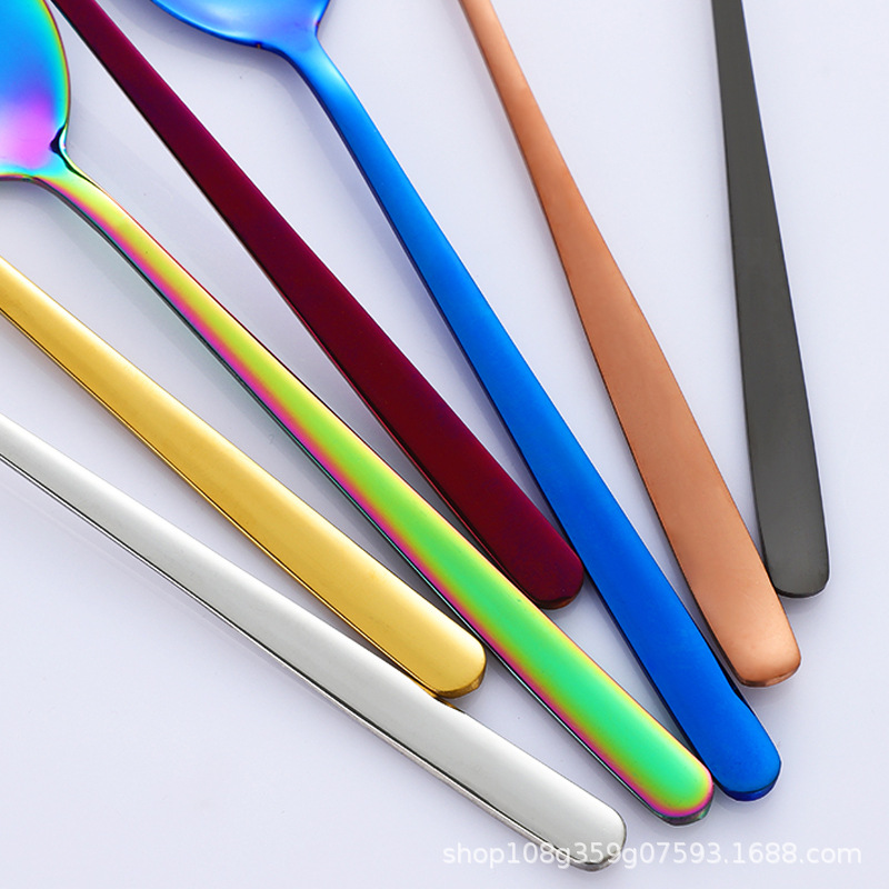 Grado de alimentos cucharas de comida caseras cucharas de estilo coreano mango largo guarnición de acero inoxidable 304 guarnición de guarnición de guarnición