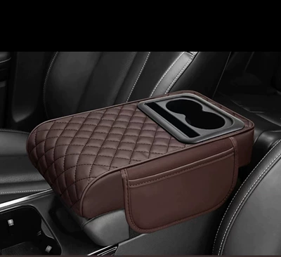 Armrest box pad | elbow rest car interior - two-ears-dark-brown