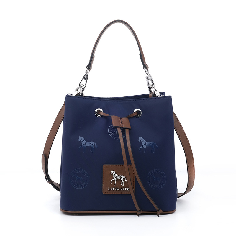 Mujeres cuerdas cubo bolsos casuales bolsos de mochila de ultrafibra negros europeos y estadounidenses sensación cool neutral LP7242#