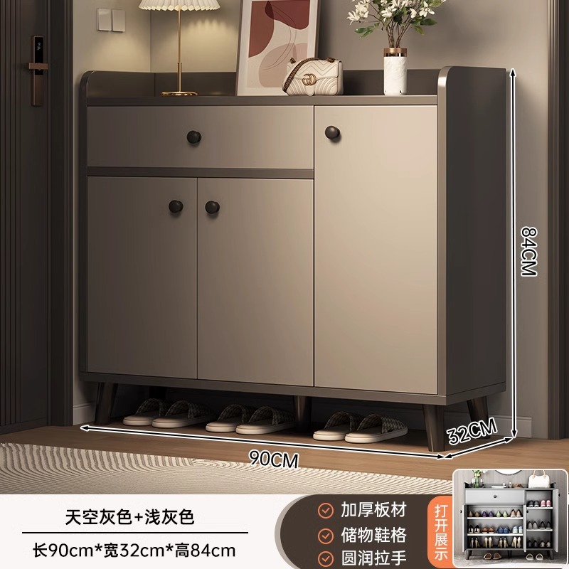 【손잡이 스타일★더 많은 공간 절약] 문 3개와 서랍 1개, 스카이 그레이 + 라이트 그레이 90*32*84cm