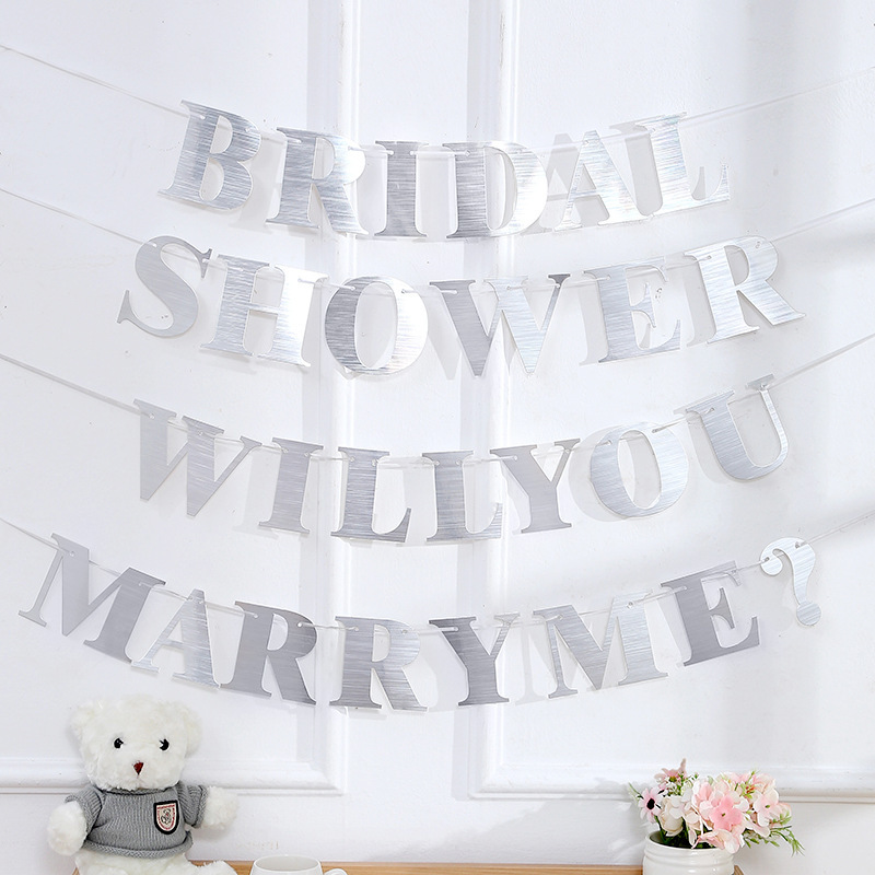 Cross-border romantic wedding room pull flag pull flower laser paper creative banner trunk decoration props colorful flag foreign trade Wholesale Cross-border romantic wedding room pull flag pull flower laser paper creative banner trunk decoration props colorful flag foreign trade Wholesale
