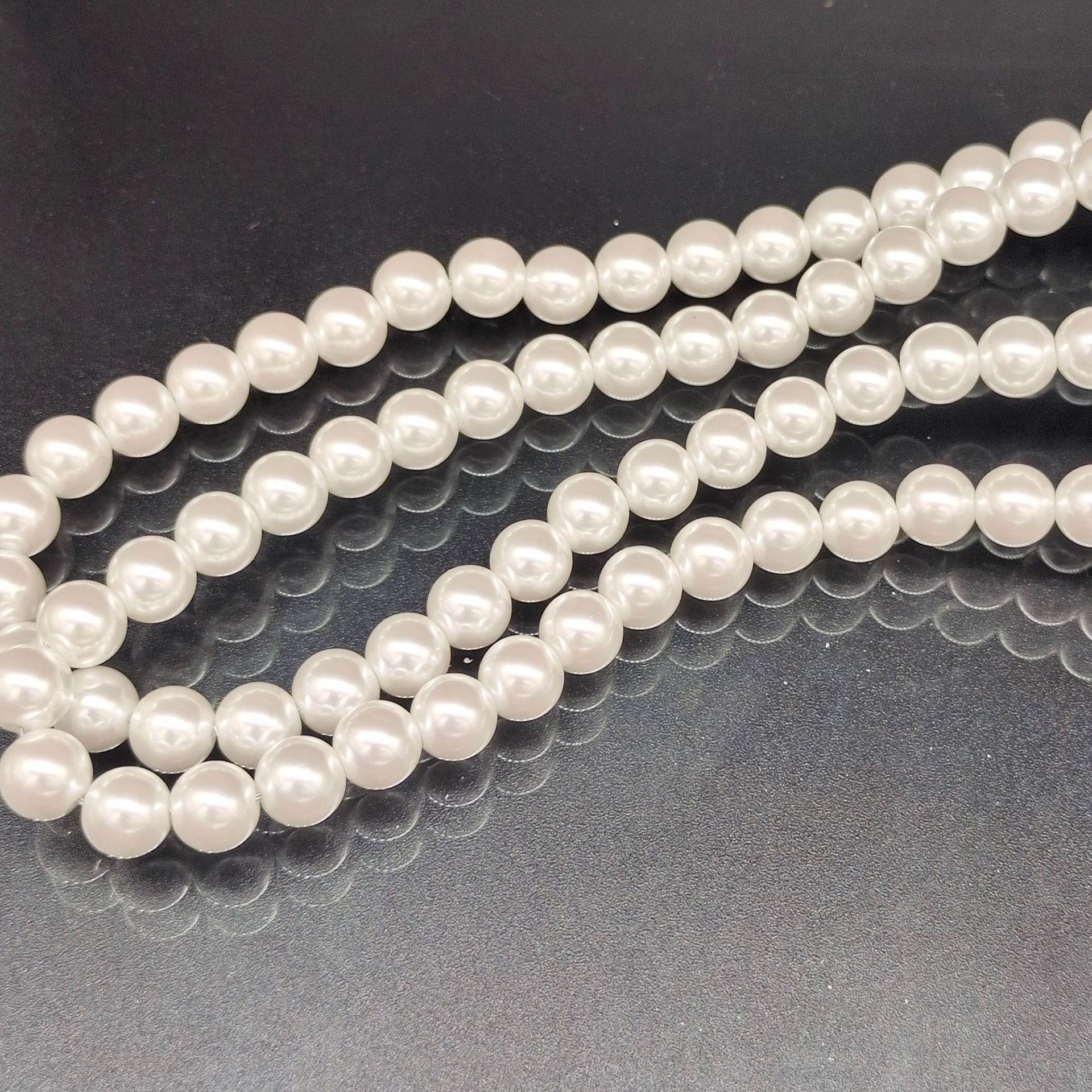 High-Luminous All-Hole Glass Imitation Pearl Straight Hole Glass Bead Jewelry Accessories Bracelet Necklace Accessories DIY Accessories