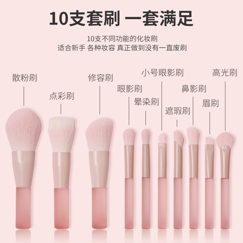 Nuevo set de 10 brochas de maquillaje mini con diseño de flor de cerezo para rostro, sombra de ojos, corrector y base.