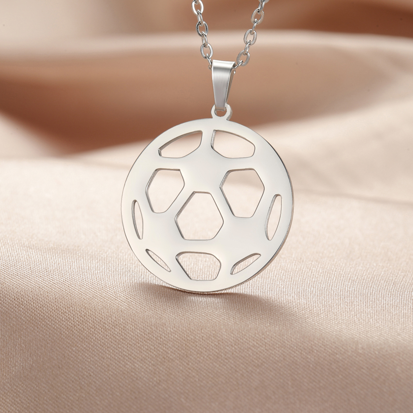 20g Weight 304 Stainless Steel Pendant Material Pendant Necklace Classification 304 Stainless Steel Chain Material box chain Chain Type Daily Occasion 304 Stainless Steel Material Football Pattern Unisex Gender Plating Design Simple Style Style Wholesale Jewelry Simple Style Basketball Football 304 Stainless Steel Plating Pendant Necklace 11