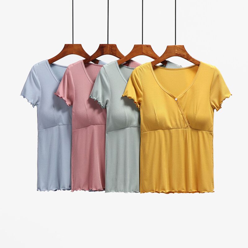 Wholesale Pregnant Women Postpartum Breastfeeding Short Sleeve Shorts Set Thin Breastfeeding Clothes Summer Monthly Breastfeeding Clothes Wholesale Pregnant Women Postpartum Breastfeeding Short Sleeve Shorts Set Thin Breastfeeding Clothes Summer Monthly Breastfeeding Clothes