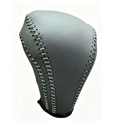 Suitable for Audi older models A6L A4L Q5 Q7 A5 gear shift protection cover, gear knob cover, shift lever cover, gear cover (Sürətlər qutusu və əl tormozu başlıqları) - gray-leather-with-gray-stitching