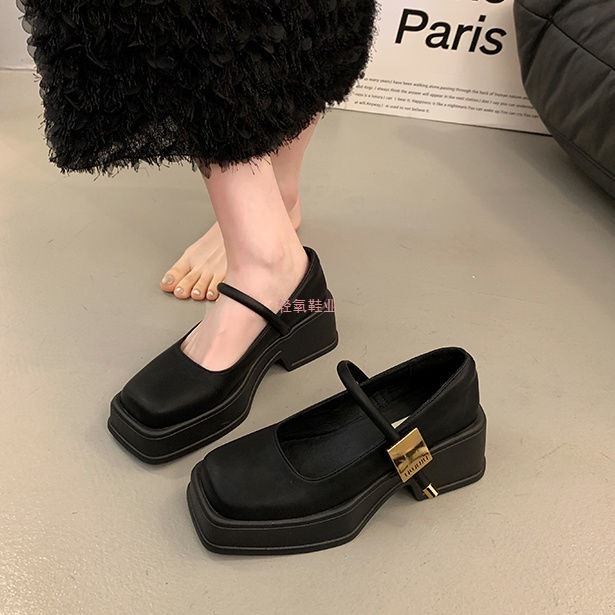 小皮鞋女2025新款配裙子法式玛丽珍高跟鞋子春秋晚晚风温柔鞋单鞋|undefined