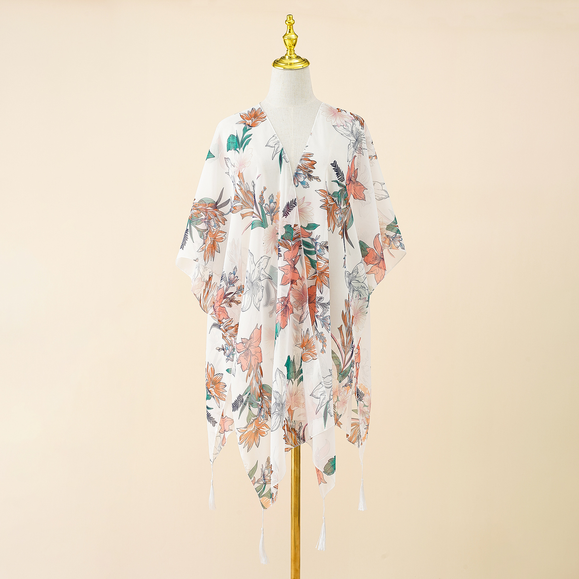 Blusa de verano 2024 con estampado floral dulce y estilo veraniego, de longitud media, para mujer, con protección solar.