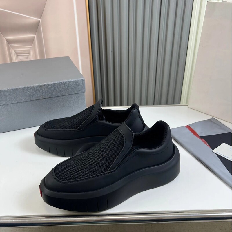 In-Stock Thick-Soled Height-Increasing Casual Shoes for Men, Genuine Leather Mesh Breathable Green Trendy Sports British Style European Station