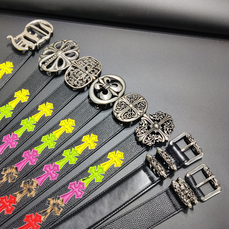 In Stock】Ch Cro Roller Hollow Vine Silver Needle Buckle Belt Women's Celebrity Same Style Colorful Cross Belt
