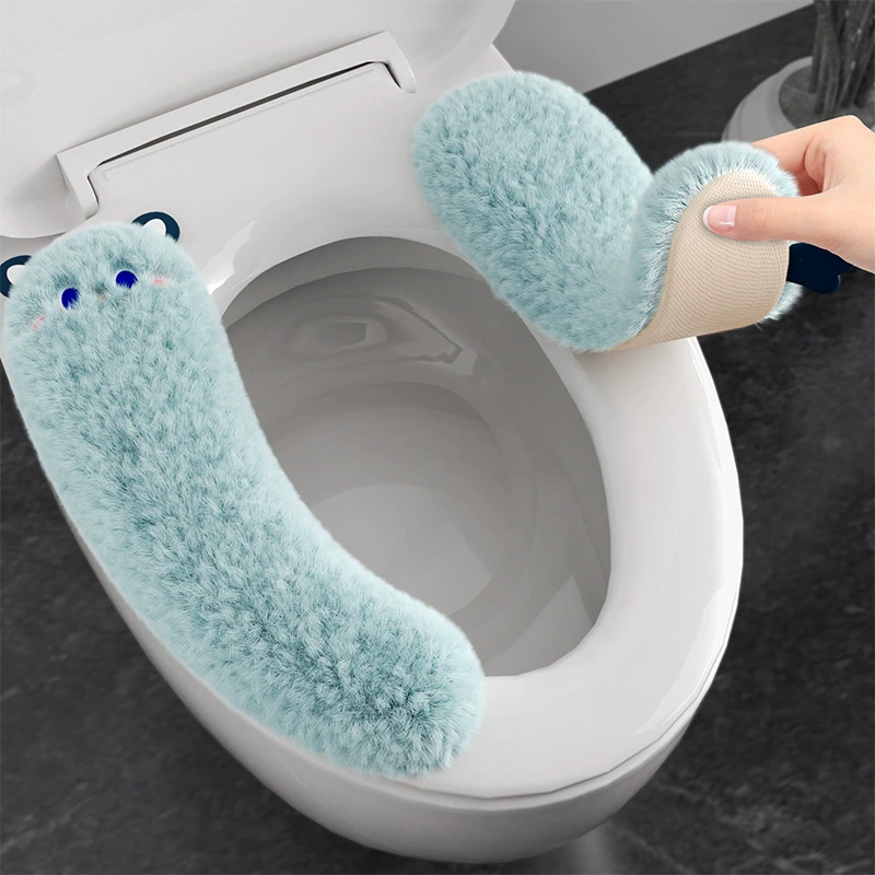 Накладка на сиденье унитаза зимняя 2025, новая, водонепроницаемая, самоклеящаяся, плюшевая, для дома, утолщенная, для осени и зимы