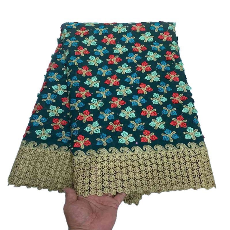 非洲绣花棉布刺绣3D贴花蕾丝 婚纱礼服旗袍时装面料 swiss voile