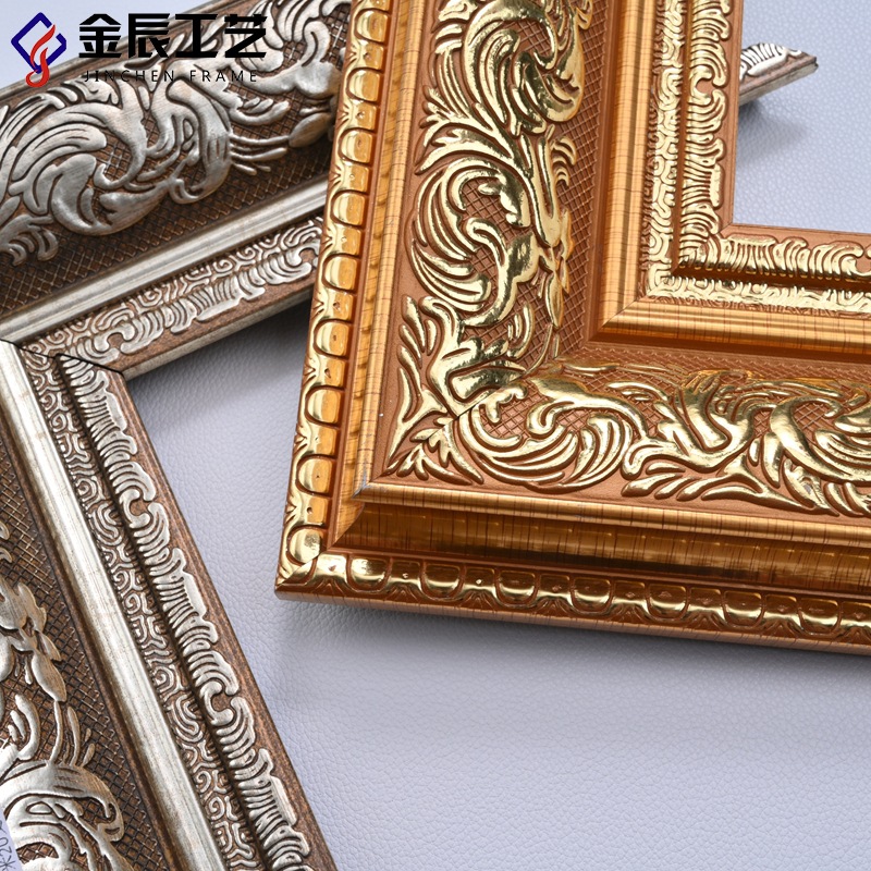 10 cm patrón europeo PS líneas espumadas pintadas a mano murales marcos de oro marcos de plata de resina decorativa