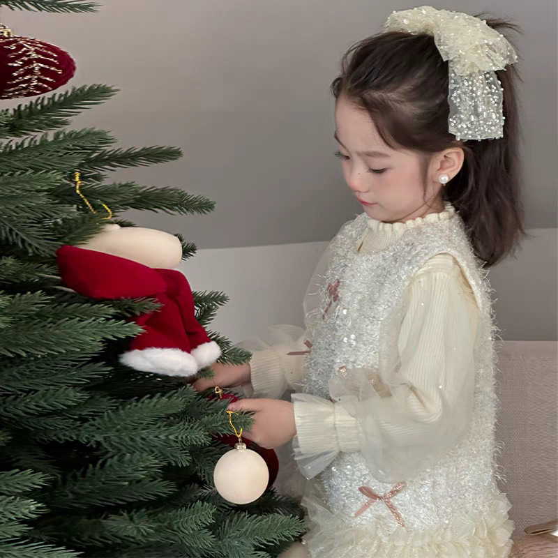 Qianqiu vestido de princesa de otoño y invierno, vestido de aniversario de mujeres, vestido de moda para niños con un poco de viento fragante y vestido de lana de moda
