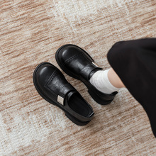 英伦风乐福鞋女2025秋季新款粗跟厚底复古时尚小个子玛丽珍小皮鞋