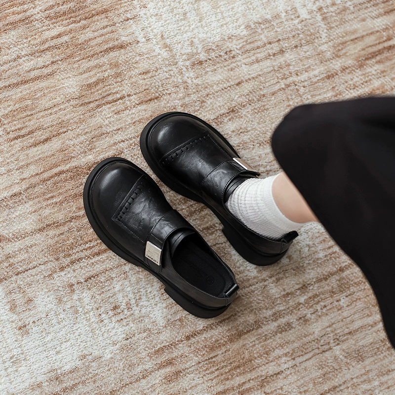 Женские лоферы в британском стиле, осень 2025, новые, на толстом каблуке и толстой подошве, ретро-мода, маленькие туфли Мэри Джейн из кожи