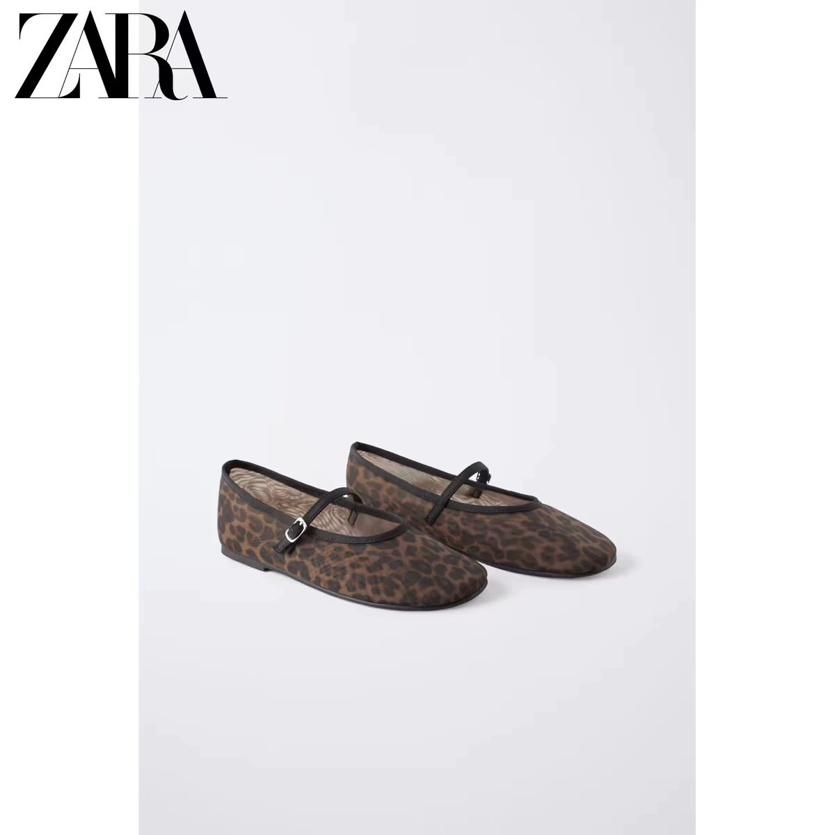 Европейские и американские туфли с принтом животных для девочек весной новый леопардовый принт прозрачная жесткая пряжа слово с круглой головкой плоской подошвы балетной обуви