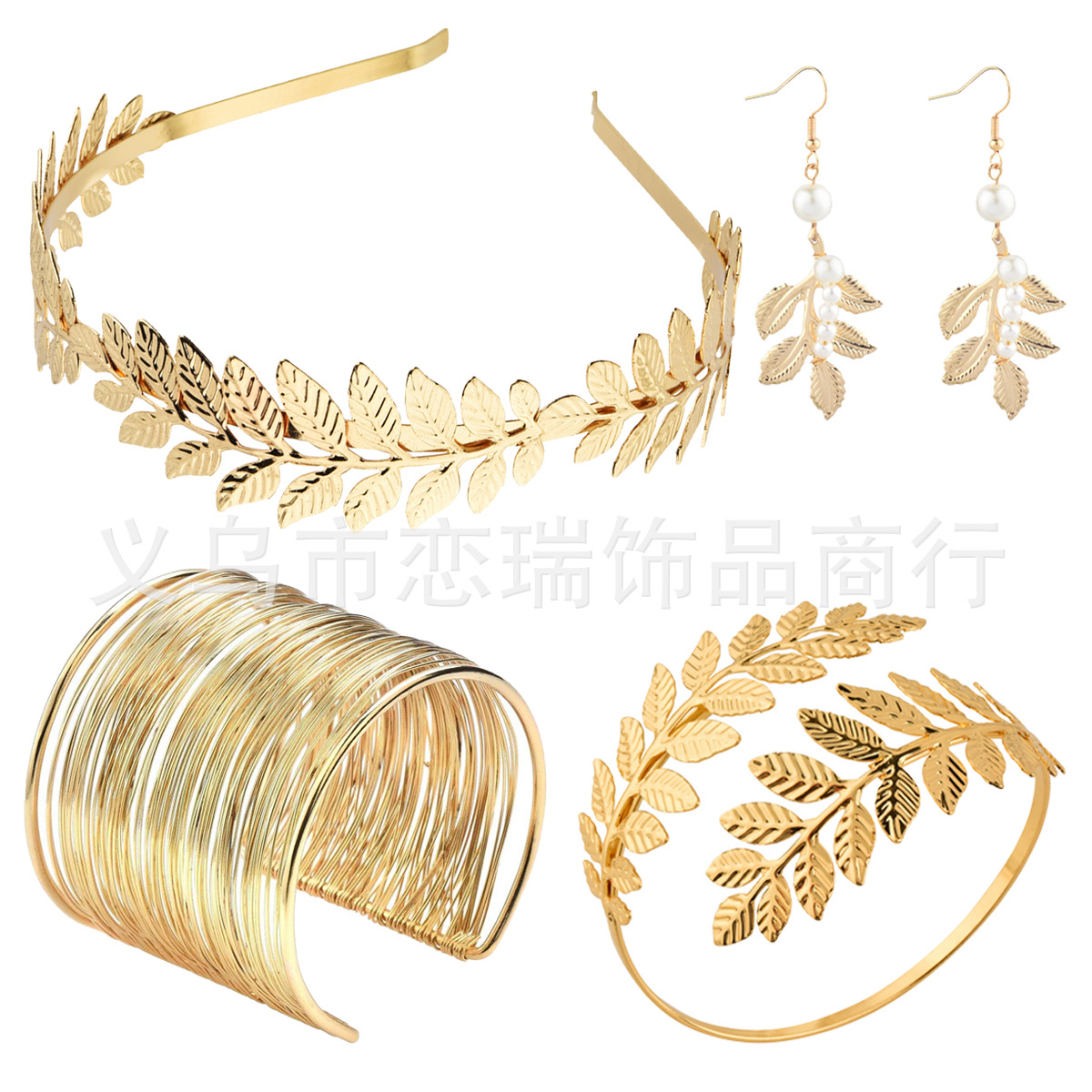 Cuatro piezas de cabello de aretes de oro
