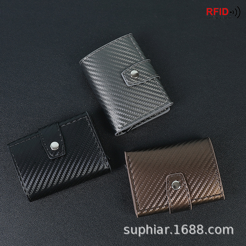 Europa y los Estados Unidos transfronterizos multi-tarjeta bolsa de almacenamiento neutro anti-magnetizado tarjeta de resorte automática RFID bolsa de cartera de hombre en uno