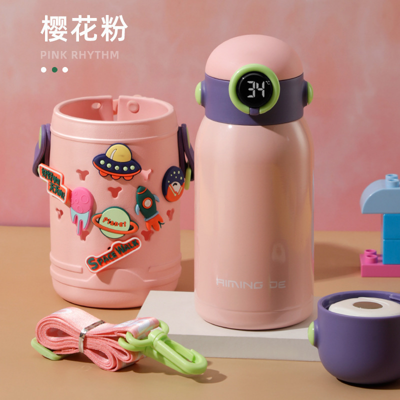 新款儿童壶不锈钢保温杯带吸管毛绒玩具卡通水杯子学生开学礼品|undefined