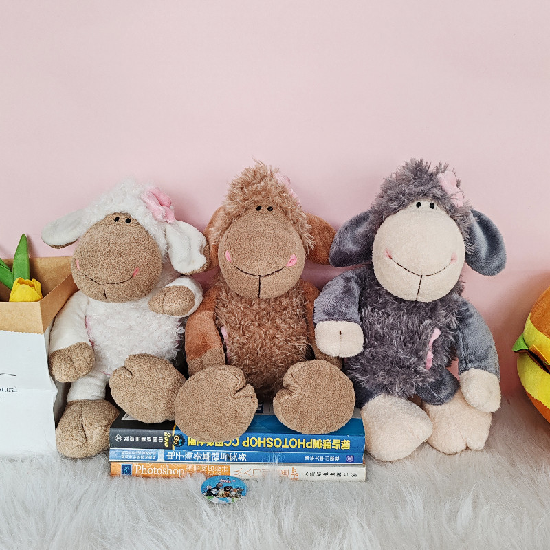 Linda muñeca de cordero con flor, juguete de peluche de oveja, muñeca de trapo para niños, muñeca de oveja con bolsillo, fábrica de regalos al por mayor