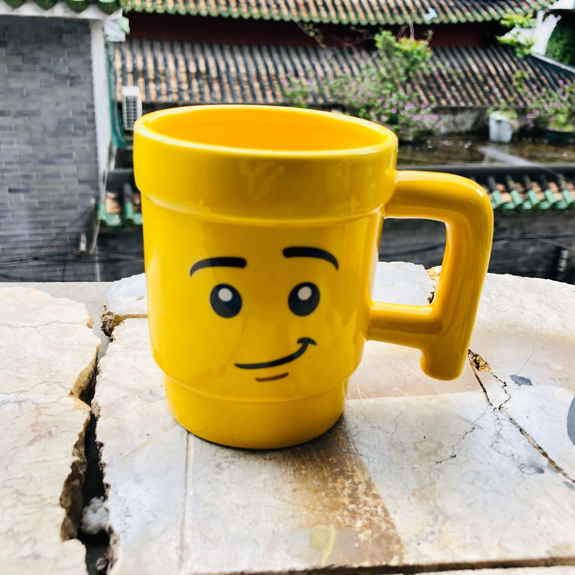 Expresión facial Taza de cerámica pequeña cabeza de muñeca Taza de cerámica linda cara sonriente taza de beber taza de regalo para niños