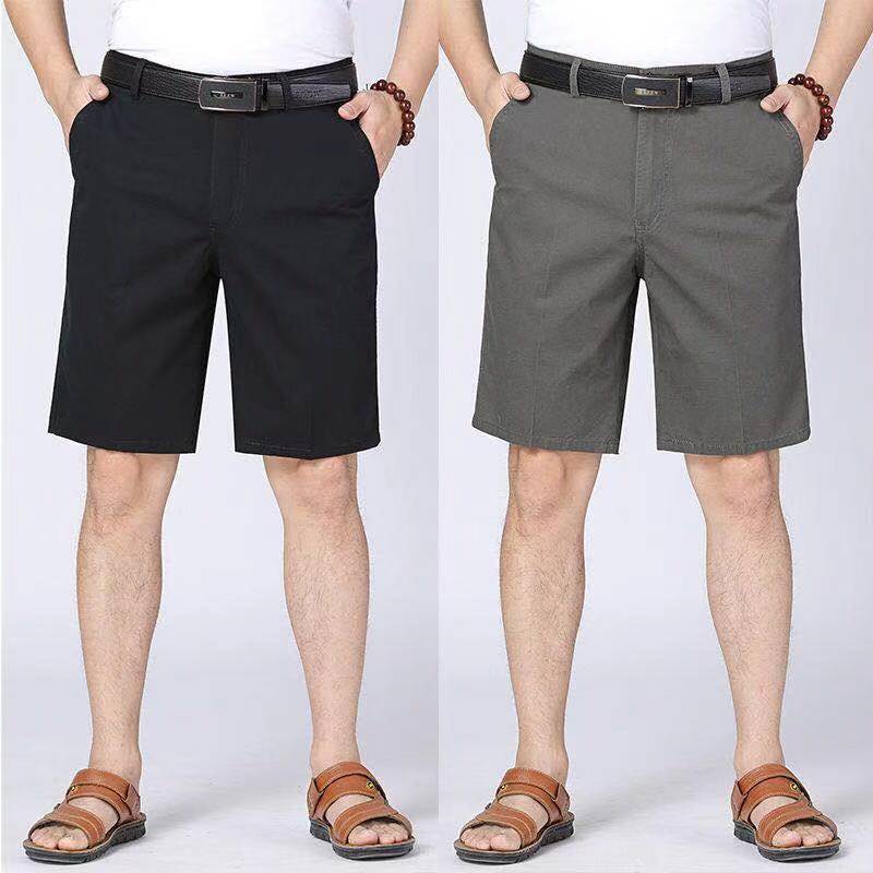 Pantalones cortos casuales de verano de algodón de algodón al por mayor para hombres, pantalones rectos sueltos de cintura alta de mediana edad y ancianos