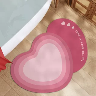 红色爱心吸水防滑家用婚庆卫生间浴室地垫脚垫耐脏耐磨硅藻泥地垫