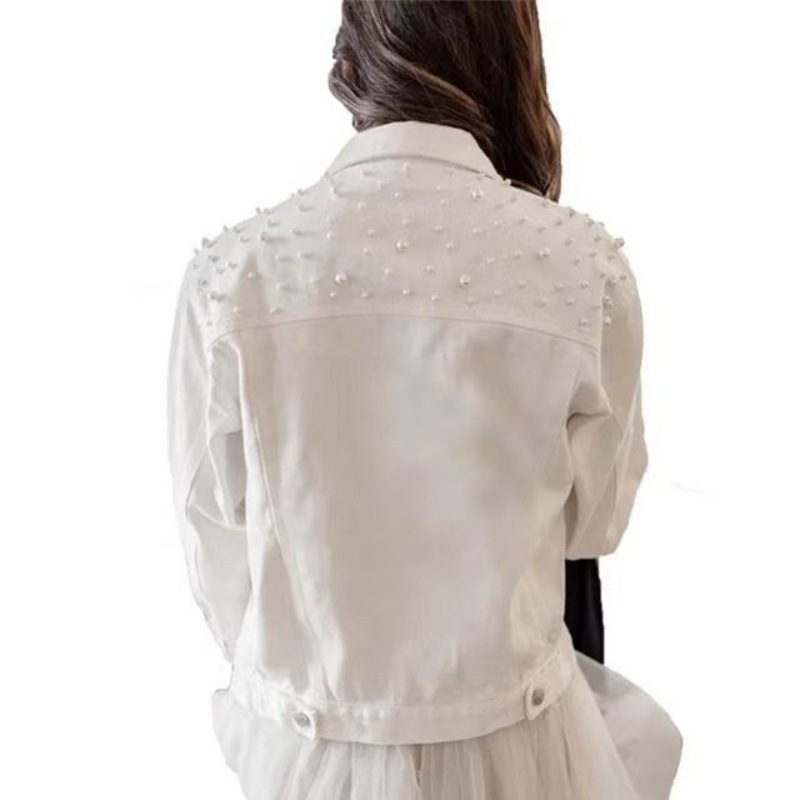 Women's Clothing Denim jacket for women fat MM plus size women's beaded diamond coat female student light blue jacket loose_voghion.com