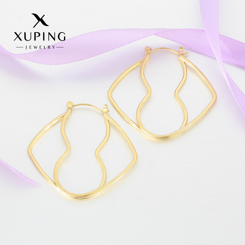 Xuping geometría cuadrada auriculares de acero inoxidable chapado 14k color simple exagerado estilo de personalidad europea y americana auriculares transfronterizos al por mayor