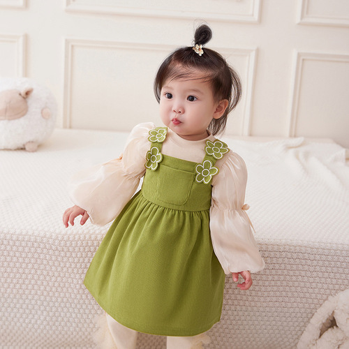 idea infant and child autumn casual dress suspender two-piece suit princess fashionable baby girl autumn 3025