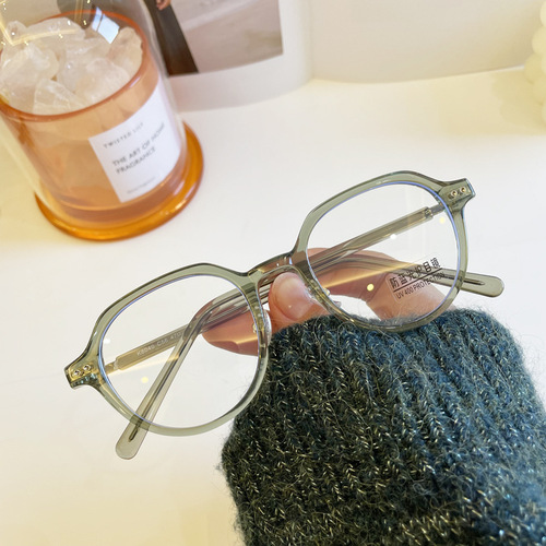 Korean version of internet celebrity flat mirrors for women, literary round myopia glasses frames for male students, trendy anti-blue light glasses frames
