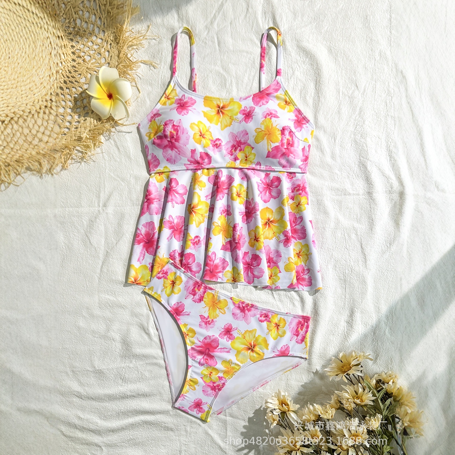 亚马逊碎花性感纯欲少女比基尼泳装速卖通跨境欧美分体度假游泳衣