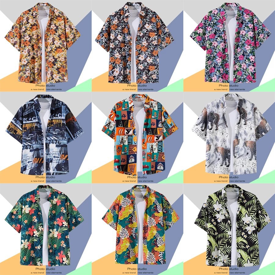 Camisa con botones de solapa suelta de manga larga de todo fósforo de la calle para hombres Venta caliente Flor colorida Impresión digital 3D