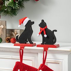 ペットの猫と犬の形のクリスマスフック金属暖炉フッククリスマス装飾花輪靴下フック卸売