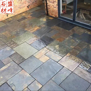 天然锈色青石板庭院防滑地砖石板锈色板岩园林广场铺路仿古文化石-阿里巴巴