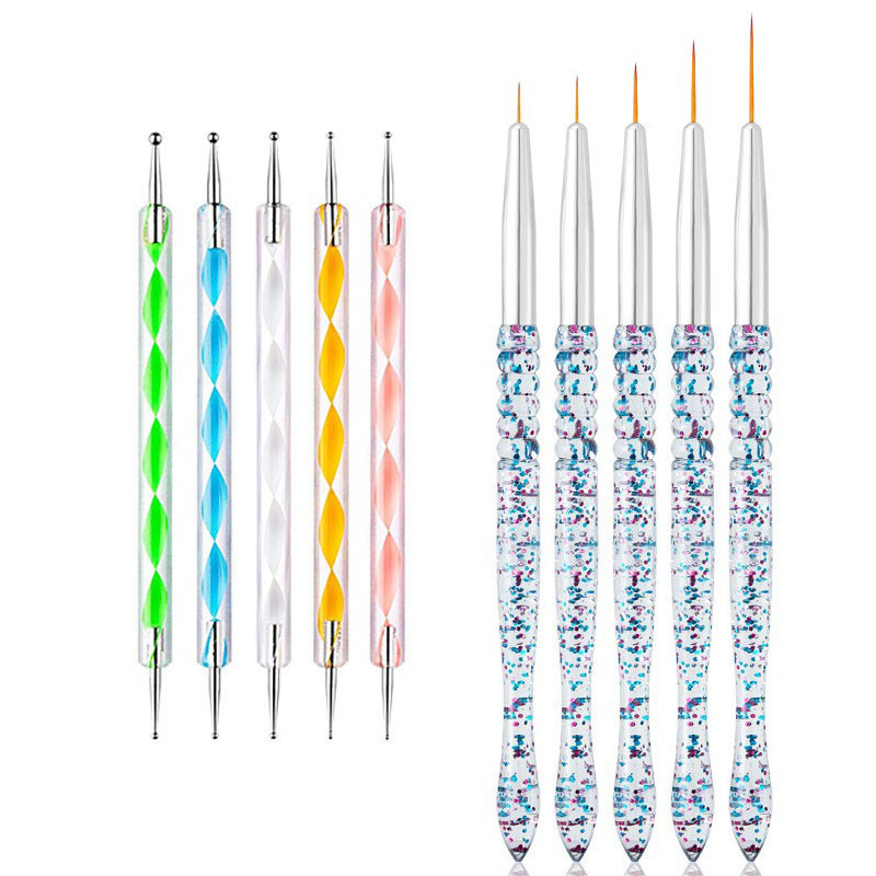 Fabricantes al por mayor de 5 bolígrafos de puntuación de madera de doble cabeza bolígrafo de puntuación acrílico bolígrafo de uñas conjunto