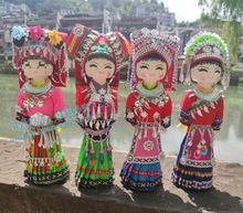民族风特色手工艺品少数民族娃娃人偶居家装饰摆件中国风木偶包邮