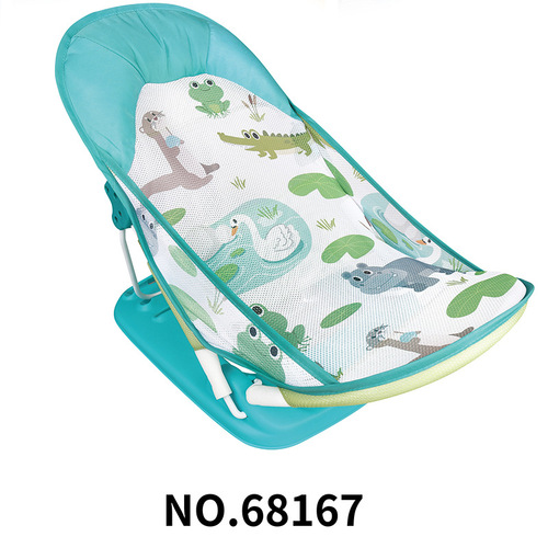 One piece drop shipping foldable baby bath chair, baby bath mesh bag, lying support, anti-slip rack, newborn bath artifact