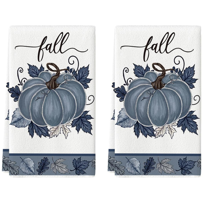 Amazon Temu Blue Pumpkin Autum Kitchen Towel Dish Towel Farmhouse Autum Kitchen Decoration Hand Towel