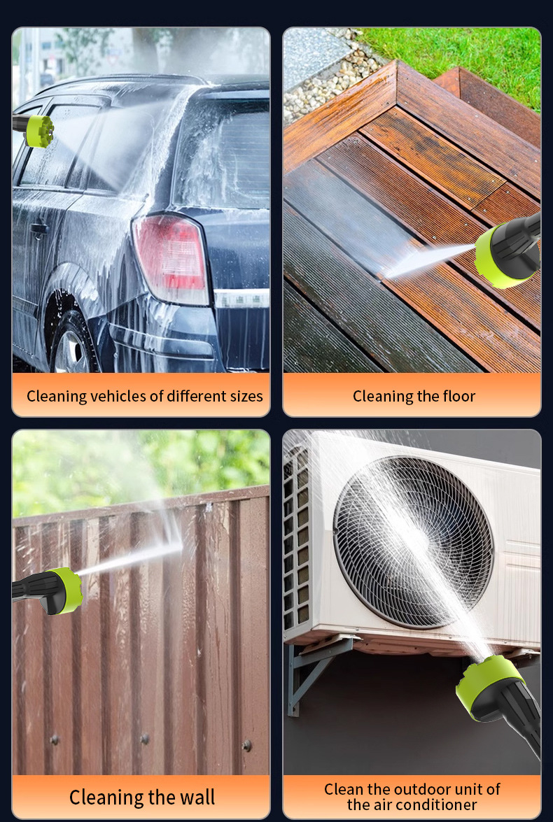 Household Car Washer High Pressure Water Gun Portable 22 Easy Grip Carwash Rechargeable Lithium Battery Outdoor Cleaning