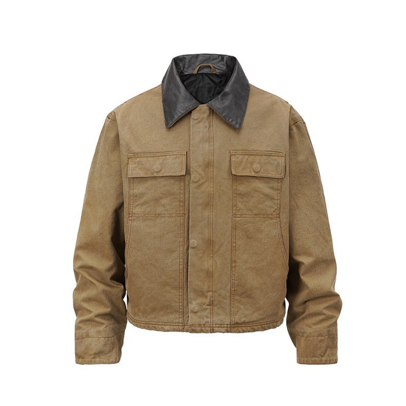GMABCD Men's Collared Zip-Up Utility Jacket – Multi-Pocket Casual Outerwear - detail 3