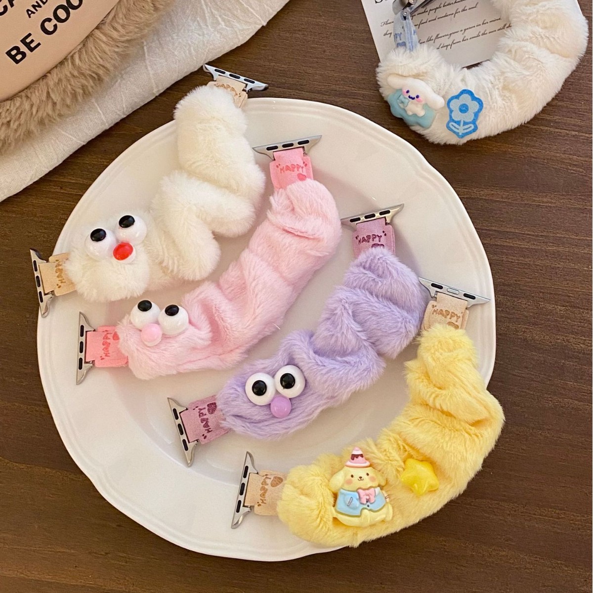 Little Monster Plush Hair Band K-Style Suitable for Apple Watch S11 Generation Female Watch Strap Iwatchs98 Huawei Xiaomi