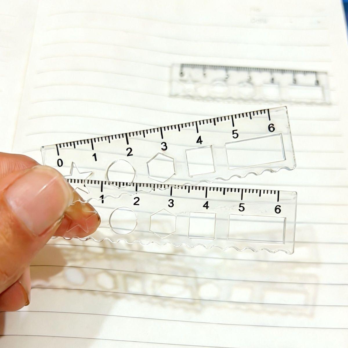 Colgante transparente mini regla de alto valor acrílico regla de palma multifuncional regla recta onda dibujo de estudiantes