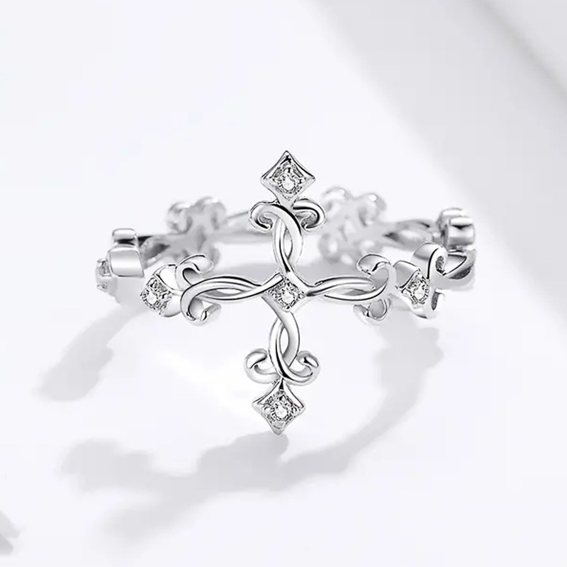 1 Piece Quantity Wholesale Jewelry Retro Classic Style Cross Copper Open Rings