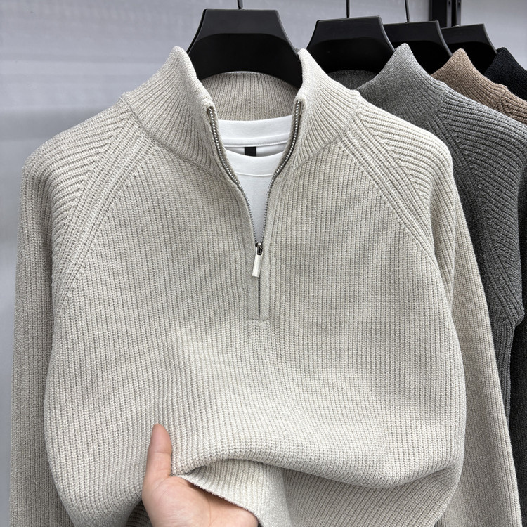 New Men's Autumn and Winter High-Neck High-End Sweaters Men's Bottoming Sweaters Simple Knitted Sweaters Long Sleeves