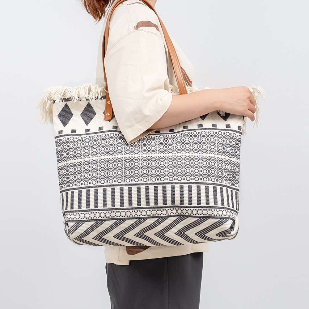 ENSPT Tote Commuter Canvas Bohemian Ethnic Style Bedruckte Handtasche für Damen_voghion.com